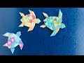 Turtle Origami Paper Folding Craft, Fun Birthday Decorations, Gift Cards, Cute Party Favors.