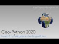 Geo-Python 2020 Lesson 2.1 - Data types and working with lists