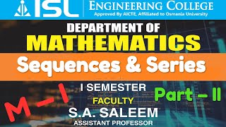 D Alembert's ratio test |Sequence And Series. | M-1