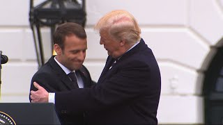 Trump Welcomes Macron with Handshakes, Kisses