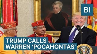 Trump Calls Elizabeth Warren 'Pocahontas' at White House Event Honoring Native American Code Talkers