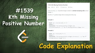 Kth Missing Positive Number | Live Coding with Explanation | Leetcode #1539