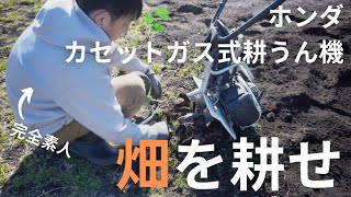 【初心者の畑】ホンダ　カセットガス式耕運機で畑を耕す！