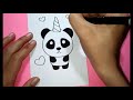 how to draw a cute panda unicorn