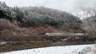 【岐阜県】冬限定撮影📷️ 木々の隙から顔を出す新型の飛騨路特急‼️特急 富山 高山行 HC85系 2+2+4両編成 名古屋始発 JR東海