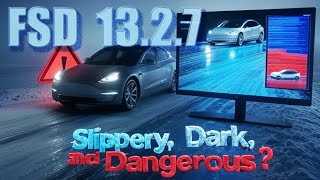 Tesla FSD 13.2.7 Night Snow Test – Mind-Blowing