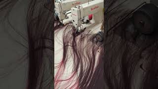 非洲化纤丝假发制作，缝纫机制作发帘。 #sewing machine #shots #wig