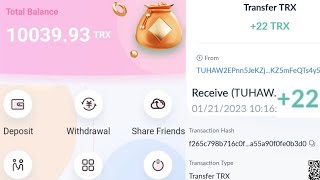 tronapp.store 22 Trx Live Withdrawal Payment Proof In 21 January 2023