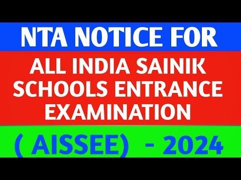 NATIONAL TESTING AGENCY | NOTICE FOR ALL INDIA SAINIK SCHOOLS ENTRANCE ...