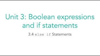 AP CSA 3.4 else if Statements