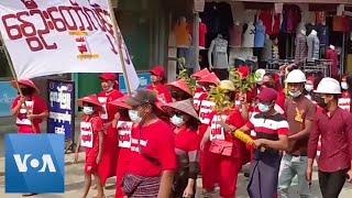 Anti-Coup Protesters Hold March in Myanmar