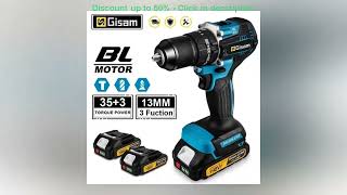 Gisam 13MM 65NM Brushless Electric Impact Drill 35+3 Torque Electric Screwdriver Hammer Drill P