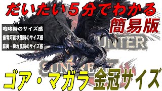 簡易版【最大金冠】ゴア・マガラ【最小金冠】 サイズ目安 モンスターハンターライズ 金冠集め