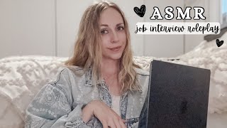 ASMR Job Interview RP (soft spoken whispers, gum chewing, keyboard typing)