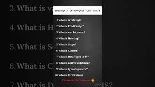 JavaScript Interview Questions Part 1 (Basics 🚀) | JAVASCRIPT INTERVIEW QUESTIONS – PART 1