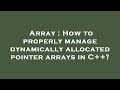 Array : How to properly manage dynamically allocated pointer arrays in C++?