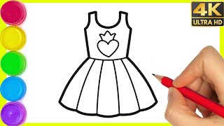 How  to draw easy colour beautiful Dress drawing easy || Girls Beautiful dress drawing fo beginner.