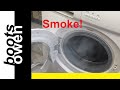 Essentials washing machine smoking: will it go on fire? Burning rubber! Door seal and broken spider