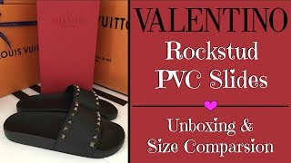 Valentino Rockstud PVC Slides/Sandals | Unboxing \u0026 Size Comparison