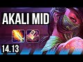 AKALI vs SYLAS (MID) | 7/0/4, 6 solo kills, Godlike, 600+ games | NA Challenger | 14.13