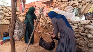 Nomadic life in Iran: making cold buttermilk and kebab for the guests