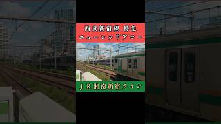 ＪＲ新大久保駅を西武新宿線特急レッドアローとＪＲ湘南新宿ラインが忙しく通過して行きます…