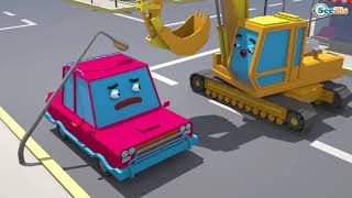 Blue POLICE CAR with 3D CARS in the City! NEW Cartoon for Kids Cars Team Cartoons