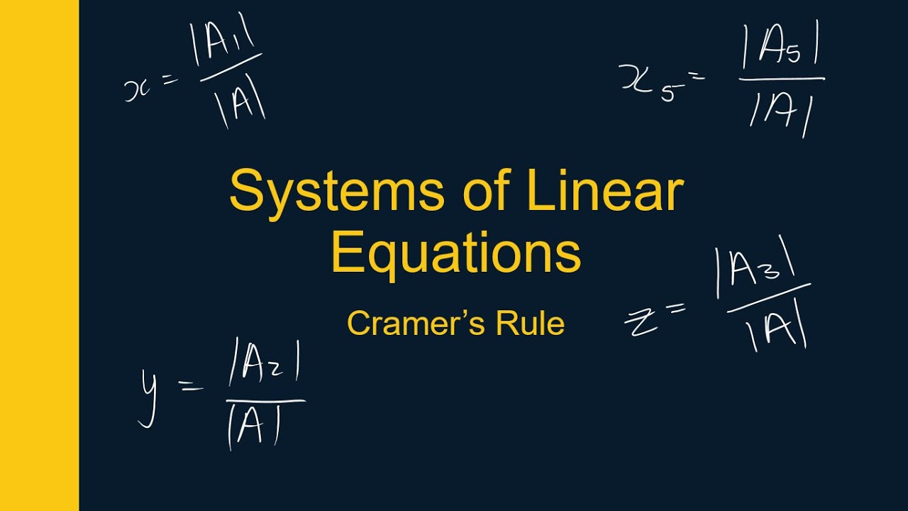 Systems Of Linear Equations Cramer's Rule Part 1 - YouTube