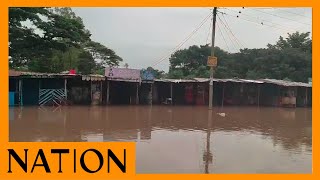 Shops marooned at Ahero Town, Kisumu after River Nyando burst its banks