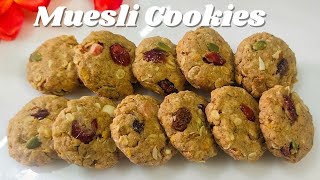 Eggless Muesli Cookies | Healthy Breakfast Cookies | No Maida - with 5 Grains, Dry Fruits \u0026 Nuts