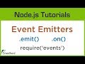 Node.js Event Emitters. require('events') and use EventEmitter to emit and catch event