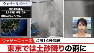 台風14号／東京では土砂降りの雨に