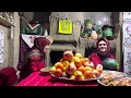 preparing the table and welcoming guests for a traditional iranian ceremony yalda in winter ❄️ 🍉🍊