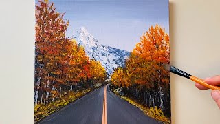 How to Paint Autumn Mountain / Acrylic Landscape Painting # 145
