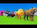 Paint & Animals Duck,Gorilla,Lion,Elephant,Cow,Sheep Fountain Crossing Transformation Animal Cartoon