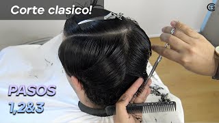 Corte con Tijeras - Paso a paso 1 a 3 - Clásico Hombre