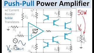 Push-Pull Power Amplifier Design with Op Amp, Sziklai Darlington Transistors