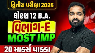 Std 12 BA દ્વિતીય પરીક્ષા Section E Most IMP | Dhoran 12 BA Exam IMP 2025 | Mayur Sir