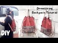 Drawstring backpack tutorial | Diy drawstring bag | Diy tas ransel serut