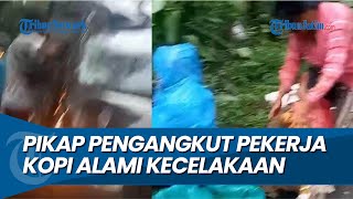 SEJUMLAH ORANG BERHAMBURAN DI JALAN, Pikap  Pengangkut Pekerja Kopi di Bondowoso Alami Kecelakaan