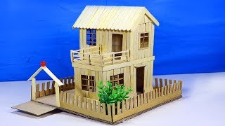 How to Make Modern Popsicle Sticks House - Building Popsicle Stick Mansion