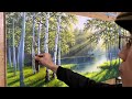 how to draw a birch forest by the lake in the morning acrylic painting a lu art