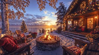 Relaxing Winter Terrace at Sunset – Coffee Shop Ambience | Cozy Jazz Music for Work & Peaceful Mood