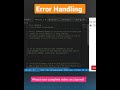 What is Error Handling in Javascript #shorts #javascript