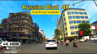 Driving The Russian Federation Boulevard ( Khmer : មហាវិថី សហព័ន្ធរុស្ស៊ី) Toulkork-Monivong 4k HDR