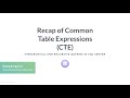 SQL Tutorial: Recap of Common Table Expressions (CTE)