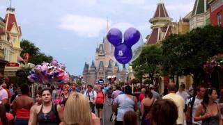 Walking down Main Street U.S.A to Cinderella Castle at Magic Kingdom