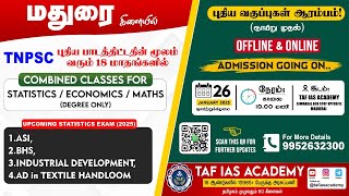 STATISTICS / ECONOMICS / MATHS | COMBINED CLASS | TAF MADURAI