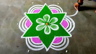 Margazhi madham simple flowers kolam|5*3 dhanurmasam muggulu|new year 2023kolam|Amazing rangoli