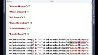 Visual Basic .NET - Ders 303 : ArrayList - IndexOf